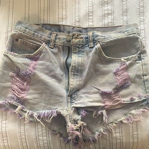 Purple tinted levi shorts